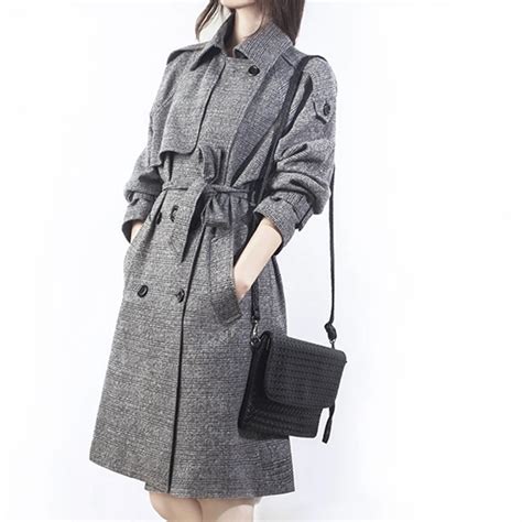 New Spring Autumn Thin Double Breasted Trench Women England Style Plaid