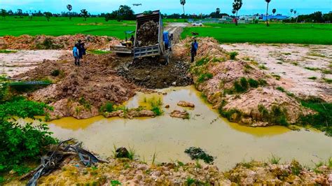 Nice Update Process Filling Stone And Soil Into Water By Bulldozer Push