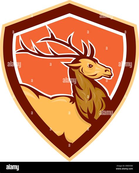 Deer Stag Buck Head Shield Retro Stock Vector Image And Art Alamy