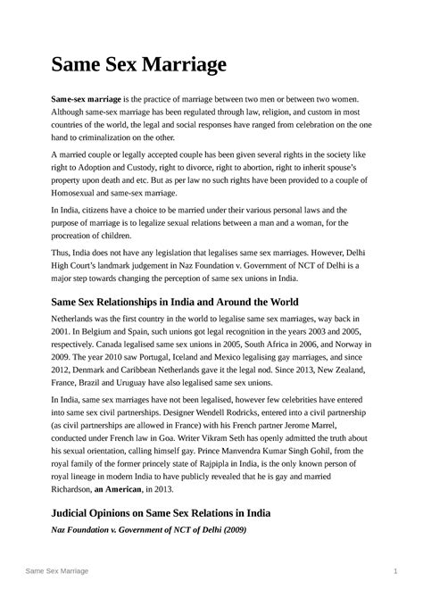 Same Sex Marriage Although Same Sex Marriage Has Been Regulated Through Law Religion And