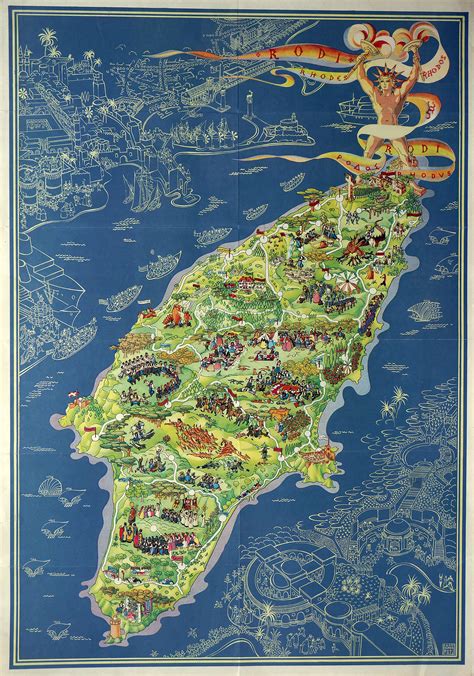 Pictorial map of Rhodes c. 1935 : r/Rhodes