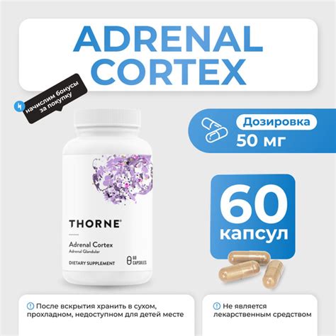 Thorne Adrenal Cortex, кора надпочечников, 60 капсул - купить с ...