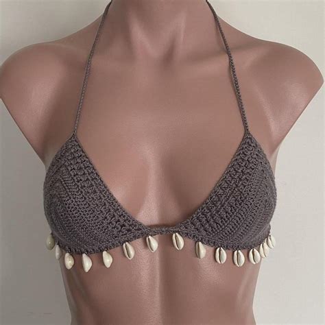 Handmade Crochet Shell Bikini Top Crop Top Depop