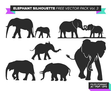 Elephant Silhouette Free Vector Pack Vol. 3 Vector Art & Graphics | freevector.com