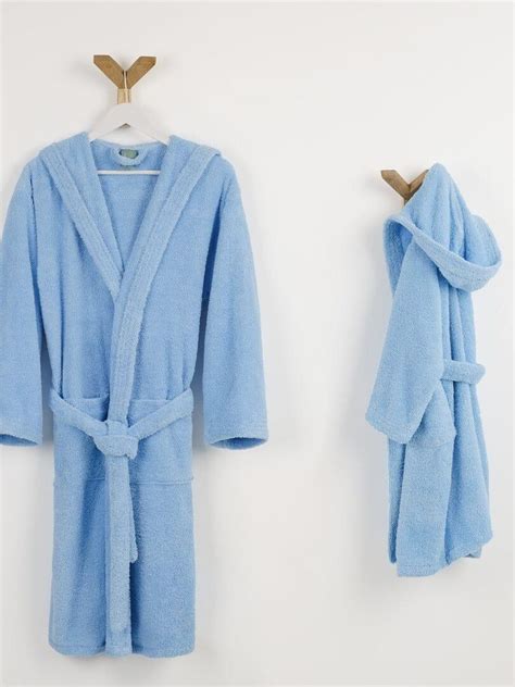 Peignoir Mixte Coton Bouclette Capuche Cocooning Bleu Kiabi