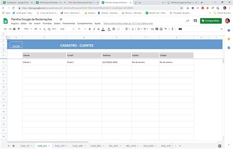 Planilhas.VC - Planilha Google Controle de Reclamações