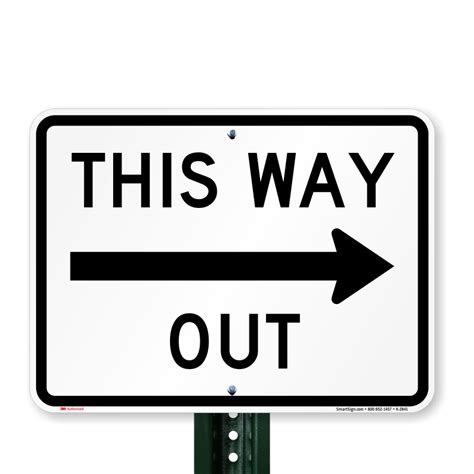 This Way Out Right Arrow Sign, SKU: K-2841