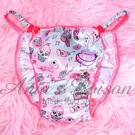 HALLOWEEN Sissy Satin Panties Baby Pink Wicked String Bikini Etsy