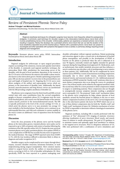 (PDF) Review of Persistent Phrenic Nerve Palsy