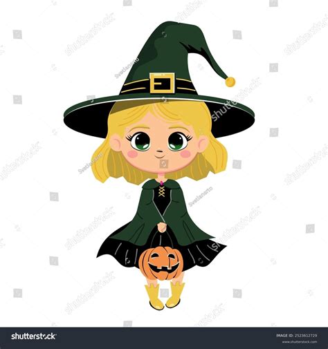 Cute Blonde Halloween Witch Girl Kawaii Stock Vector Royalty Free Shutterstock