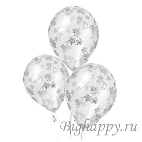Купить прозрачный шар с конфетти «звёзды» серебряный цвет с доставкой ...