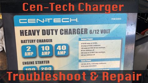 Cen Tech Battery Charger Engine Starter Troubleshoot And Repair