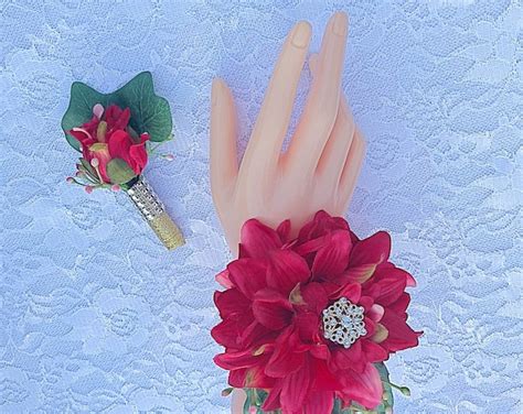 Pink Corsage Boutonniere Set Prom Hot Pink Wristlet Fuchsia