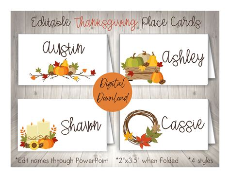 Printable Place Cards For Thanksgiving - FREE Printable A-Z