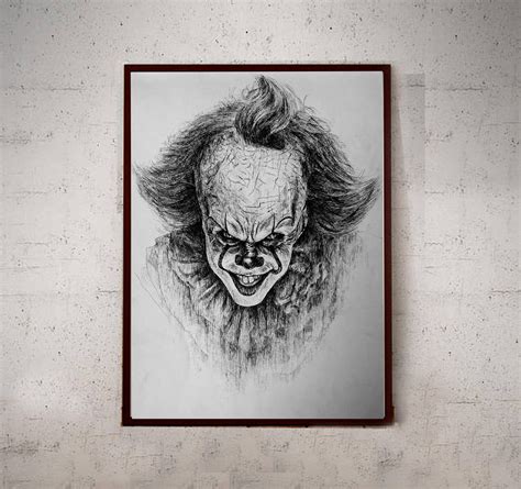 IT Original Drawing Fan Art Wall Art Horror Movie - Etsy