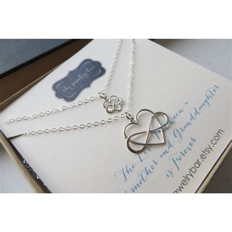 Grandmother granddaughter infinity heart necklace set