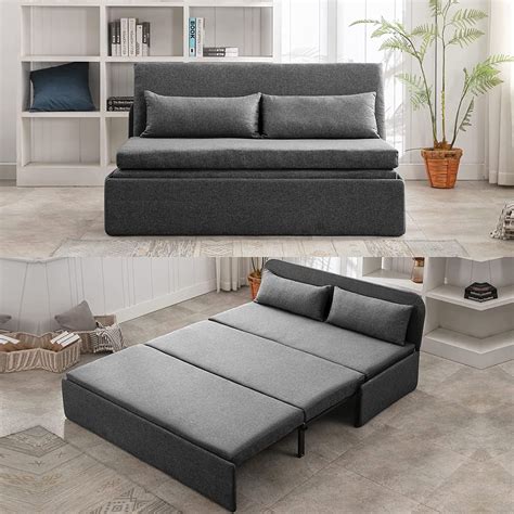 Mjkone Twin Size Convertible Sofa Bed Modern Pull Out Linen Sleeper