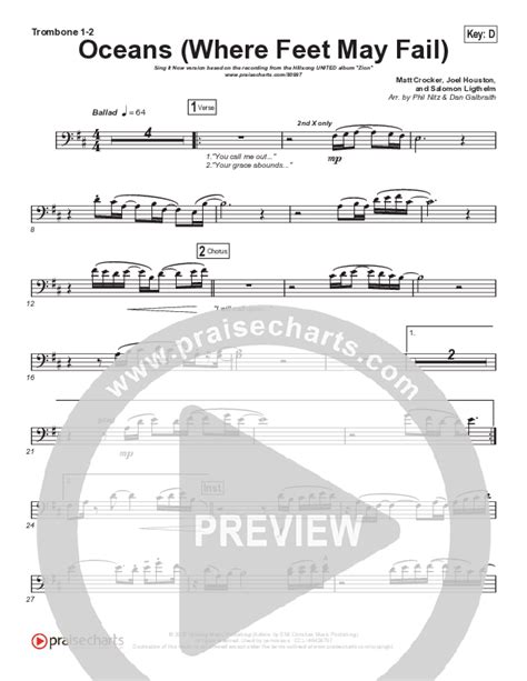 Oceans Where Feet May Fail Sing It Now Trombone Sheet Music Pdf