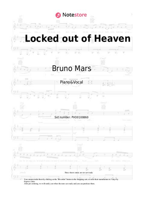 Locked Out Of Heaven Piano Sheet Music And Voice Bruno Mars In Note