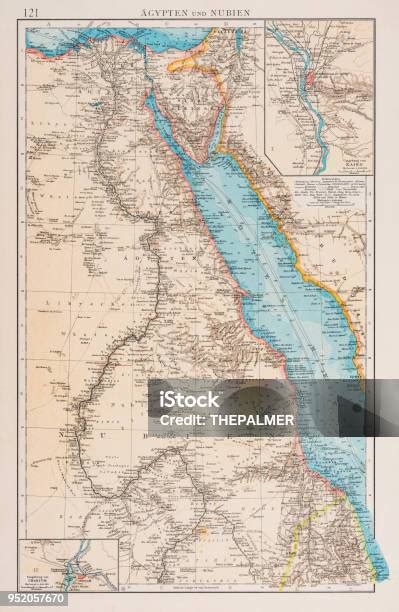 Peta Mesir Dan Sudan 1896 Ilustrasi Stok Unduh Gambar Sekarang