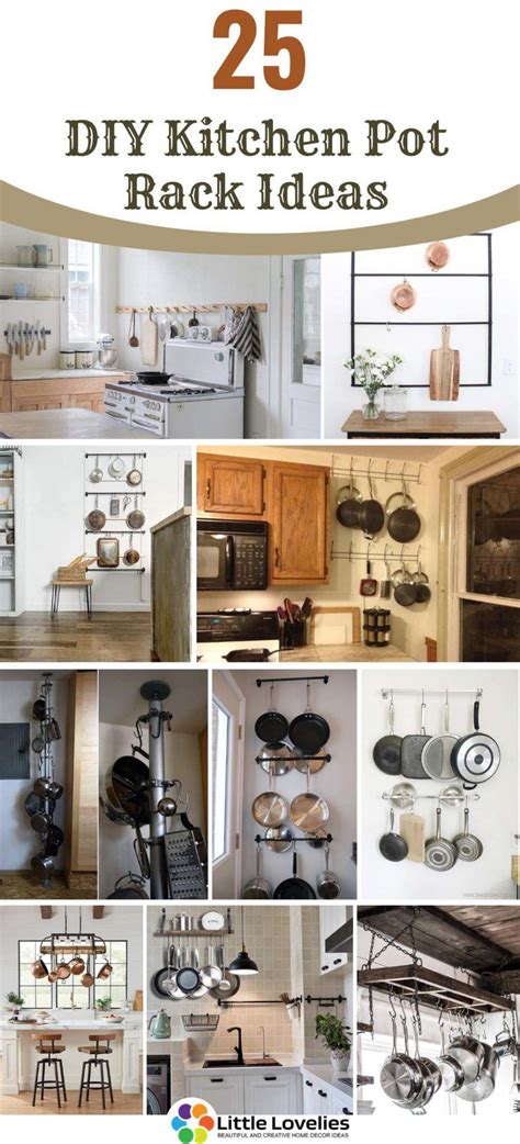 25 Diy Pot Rack Ideas Easy Ways To Organize Pots And Pans In 2023 Pot Rack Kitchen Rustic