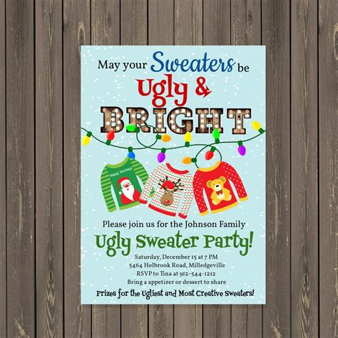 Ugly Sweater Invitation, Ugly Christmas Sweater Party Invitation, Fun Holiday Party Invitation ...