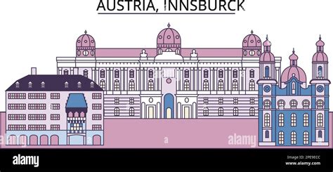 Austria Innsburck Tourism Landmarks Vector City Travel Illustration