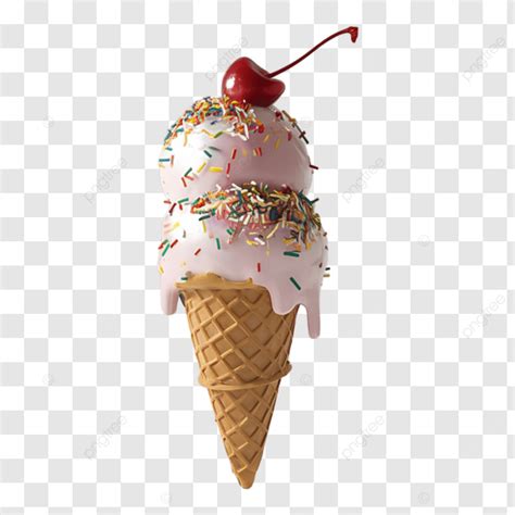 Strawberry Ice Cream Cone With Sprinkles Ice Cream Strawberry