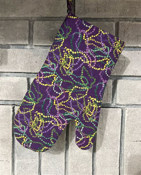 Louisiana Mardi Gras Beads Fat Tuesday Handmade Cotton Oven Mitt Made ...