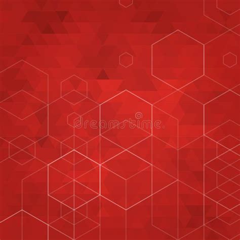 Fondo Rojo Y Negro Abstracto Con Hex Gonos Ejemplo Del Vector