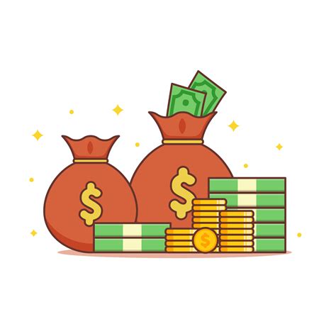 Money cash, coin and money bag. finance design concept cartoon vector ...