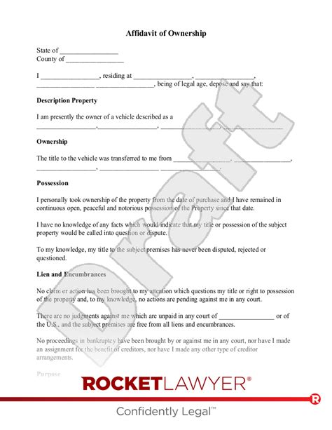 Make Your Free Affidavit Of Ownership Affidavit Of Ownership Form