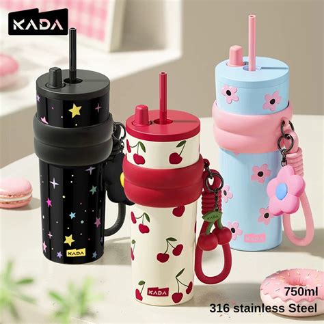 KADA Tumbler Hot And Cold With Straw 750ML 25OZ Water Bottle Stainless Steel For Coffee Office