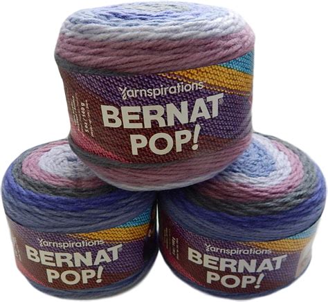 Bernat Pop Worsted Medium Weight Self Striping 3 Pack