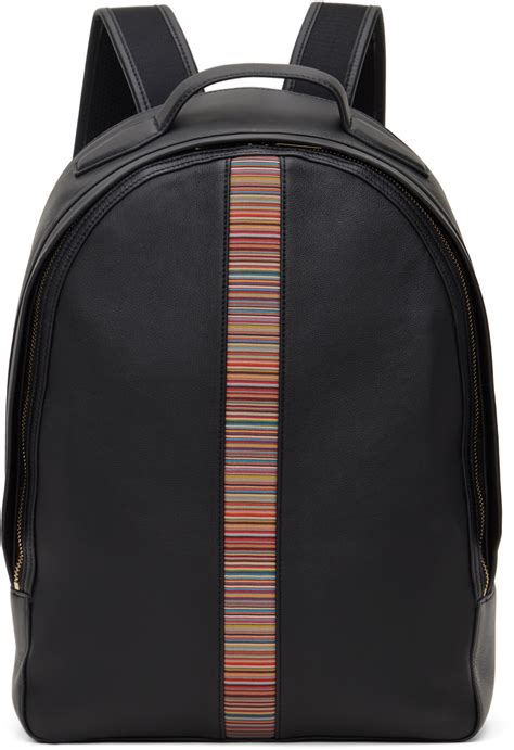 Paul Smith Black Leather Signature Stripe Backpack Ssense