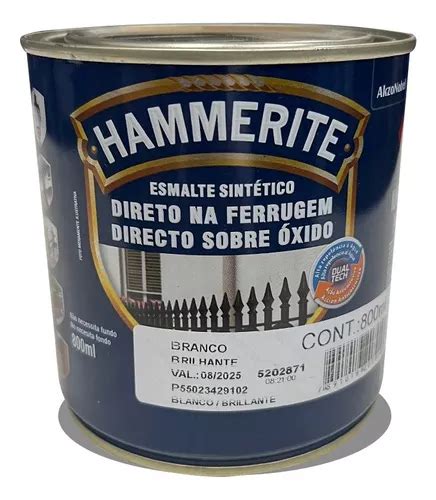 Esmalte Direto Na Ferrugem Hammerite Branco Brilhante 800 Ml