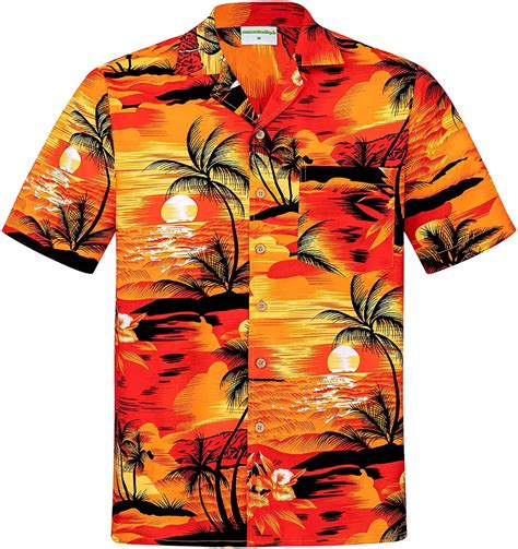 Chemise Hawa Enne Homme Coton S Xl Orange Aloha Paradis