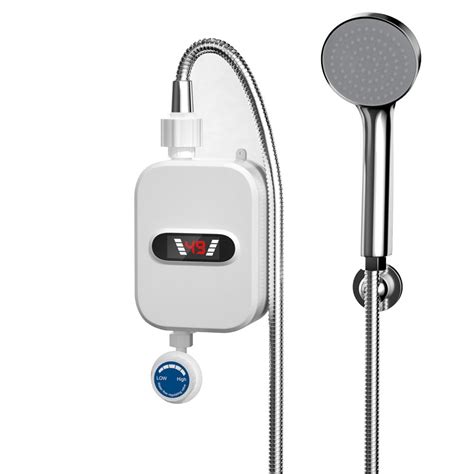 Electric Tankless Water Heater Shower Head Set 3500W Instant Hot Water Heater LCD Display For