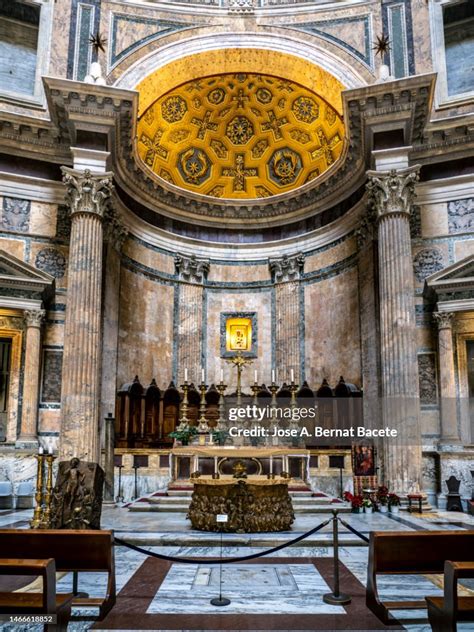 Inside The Pantheon Of Agrippa In Rome Detail Of The Main Altar High