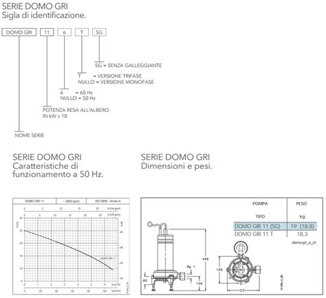 ELETTROPOMPA SOMMERGIBILE LOWARA DOMO GRI 11 Monofase Con