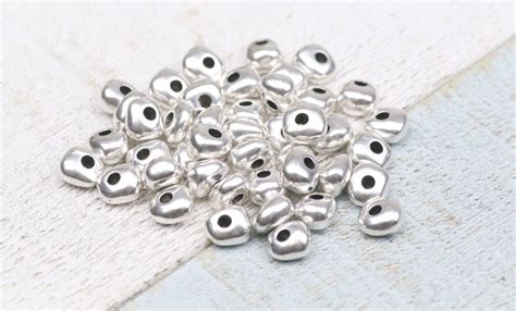 70 Irregular Silver Beads 1 5mm Thin Cord Beads Metal Spacer Beads Bracelet Findings Sterling