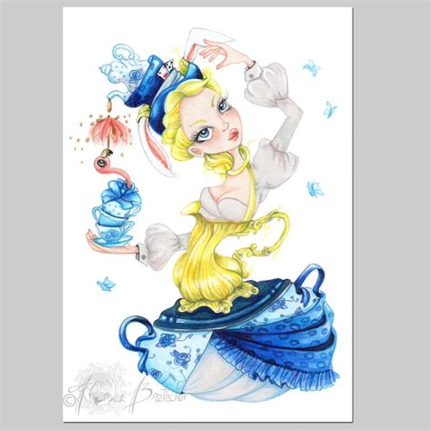 Alice in Wonderland Pop Surrealism Original Drawing by Florence ...