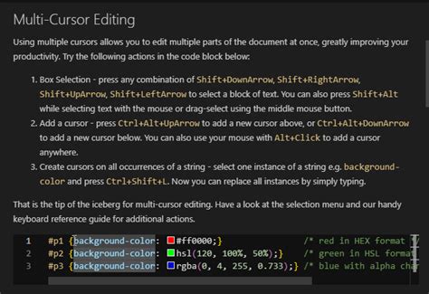 Editor Playground Box Selection Issue Microsoft Vscode