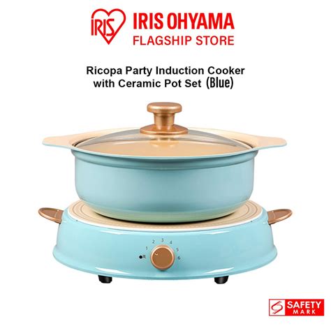 Iris Ohyama Japan Ricopa Party Ih Induction Cooker Ceramic Hot Pot Set Ihl R Pink Beige Iris