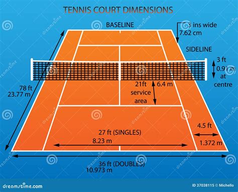 Tennis Court With Dimensions Royalty Free Stock Photo Image 37038115