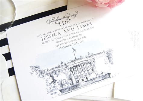 Washington Dc White House Rehearsal Dinner Invitations