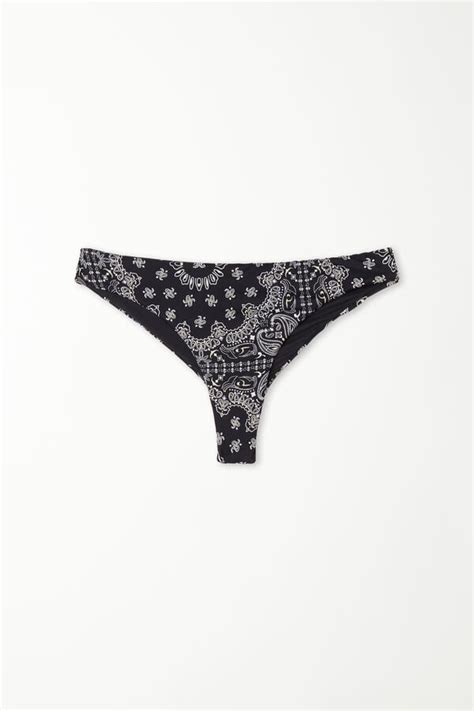 Braguita de bikini brasileña con bandana negra Corte brasileño Mujer Tezenis Outlet
