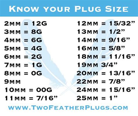 Ear Gauge Size Chart – Two Feather Plugs