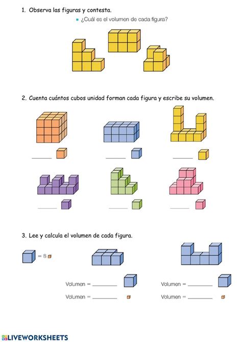 Volumen Unidad Cubo Worksheet Math Activities Preschool Learning