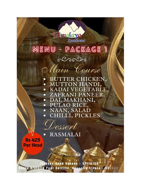 Himalaya Restaurant Menu Packages | PDF